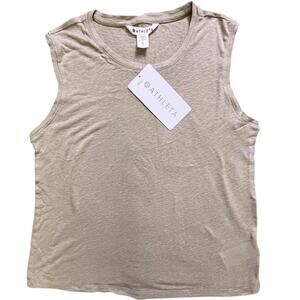Athleta Tank Womens Small Beige Getaway Muscle Tank Linen Lyocell Jersey NWT
